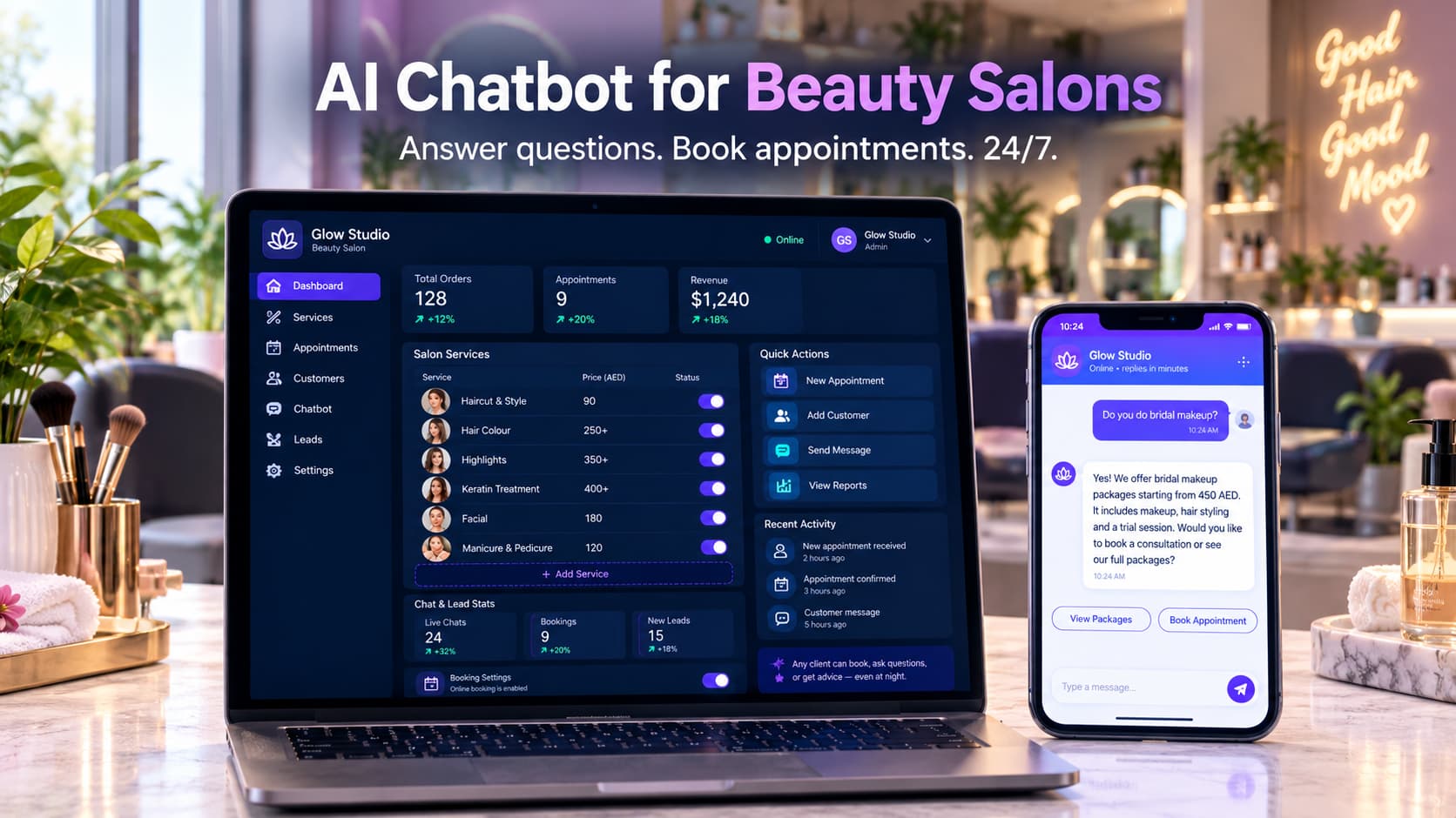 Customise the AI chatbot demo in real time with your own items and toggles